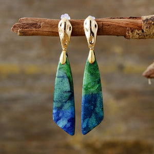 Gold Plated Natural Stones Statement Earrings