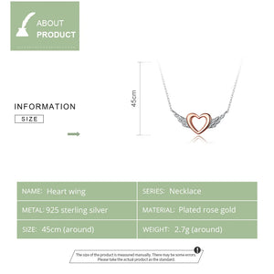 Silver heart with wings necklace