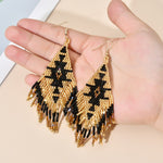 Black Bead Earrings Gold