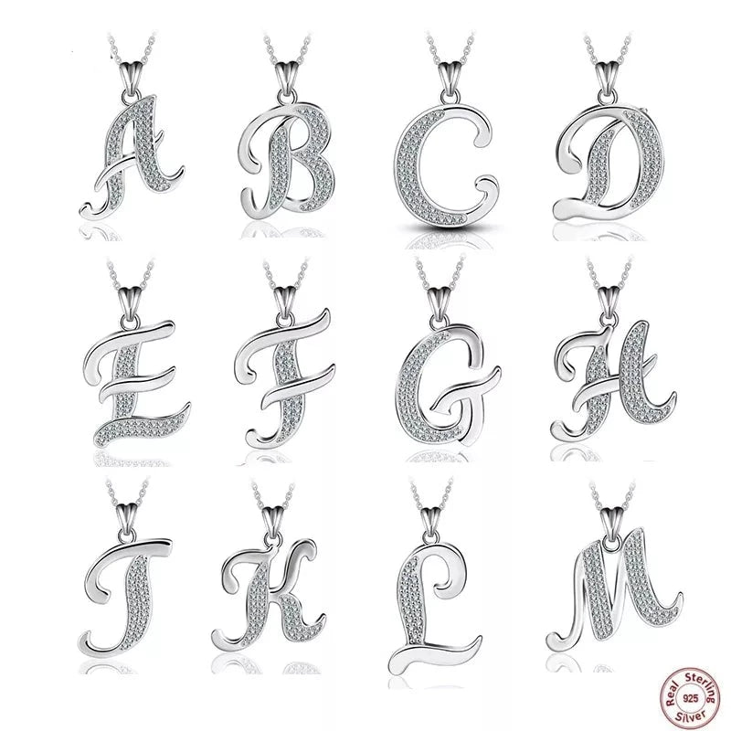 Sterling Silver Initial Pendants with Chain