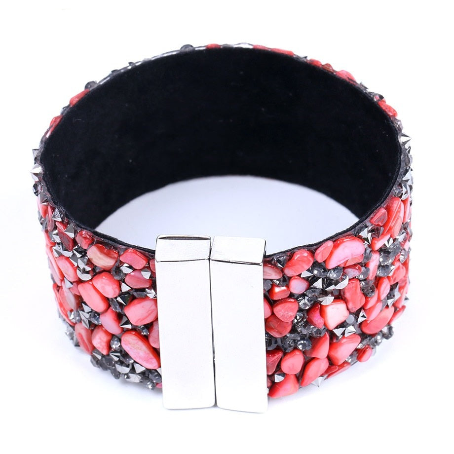 Leather Wrap Bracelet with Magnetic Clasp