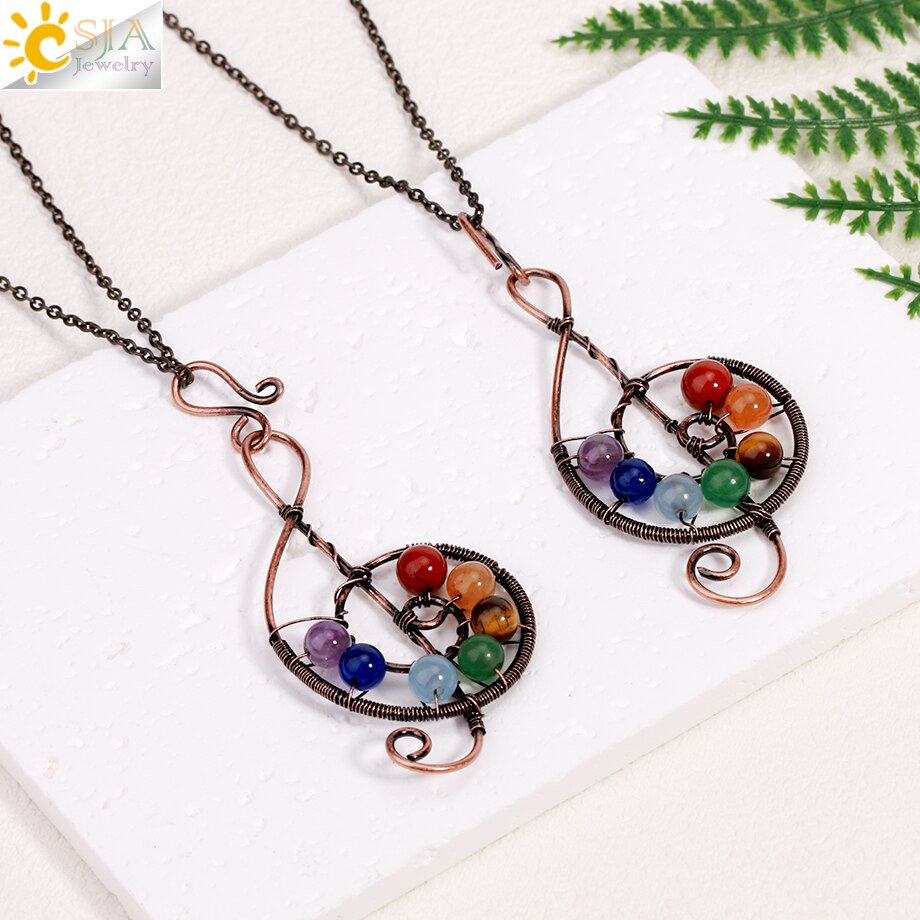 Music Note Necklace with colorful beads representing 7 Chakra