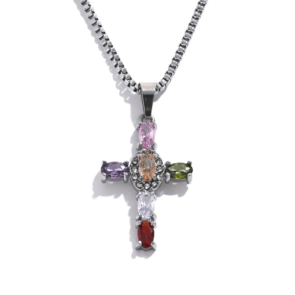 Stone Cross pendant Necklace