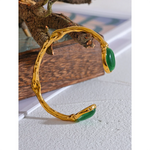 Gold Bracelet with Green Stone