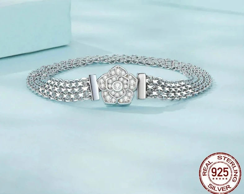 Sterling Silver Rose Bracelet