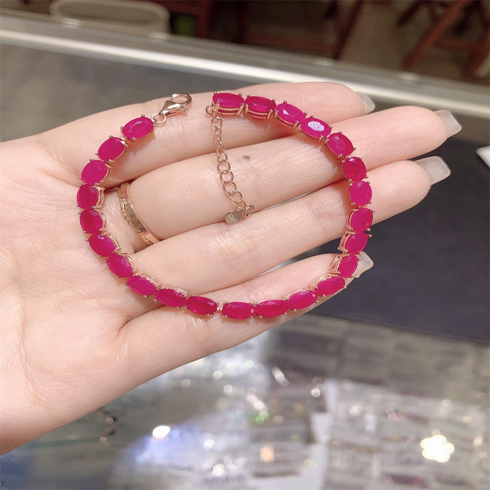 Natural Ruby Bracelet, Genuine Ruby Bracelet, Round Ruby-epidote July  Birthstone, Raw Gemstone Jewelry, Gift for Her - Etsy