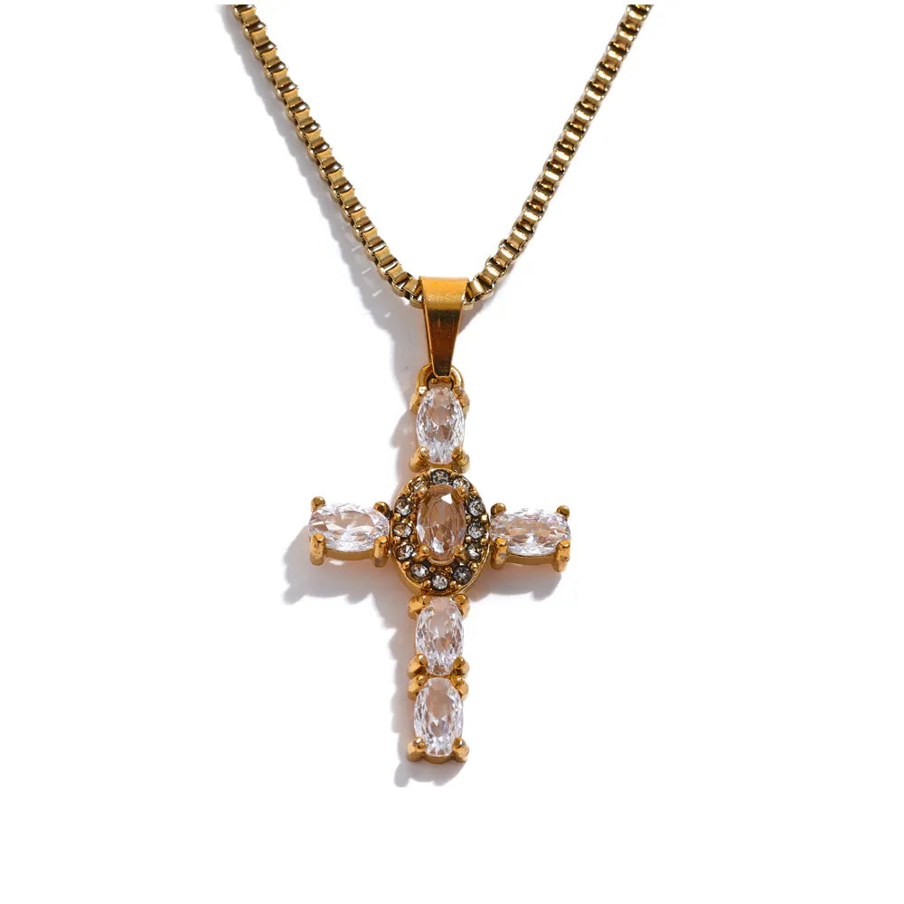 Stone Cross pendant Necklace
