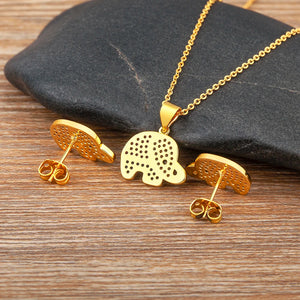 Elephant Earrings and Necklace Set