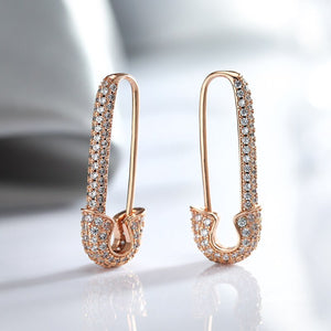 Safety Pin Earrings Rose Gold