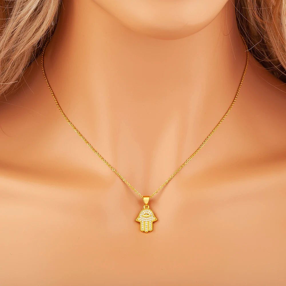 Hand Necklace Gold