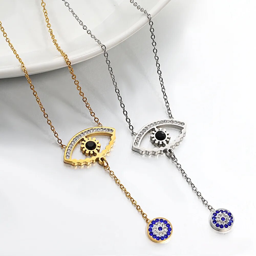 Evil Eye Necklace and Earrings