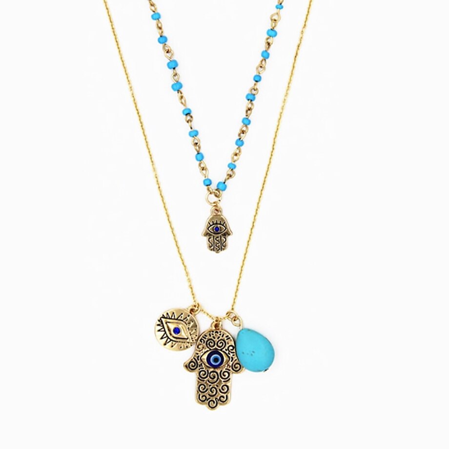 double layered evil eye necklace