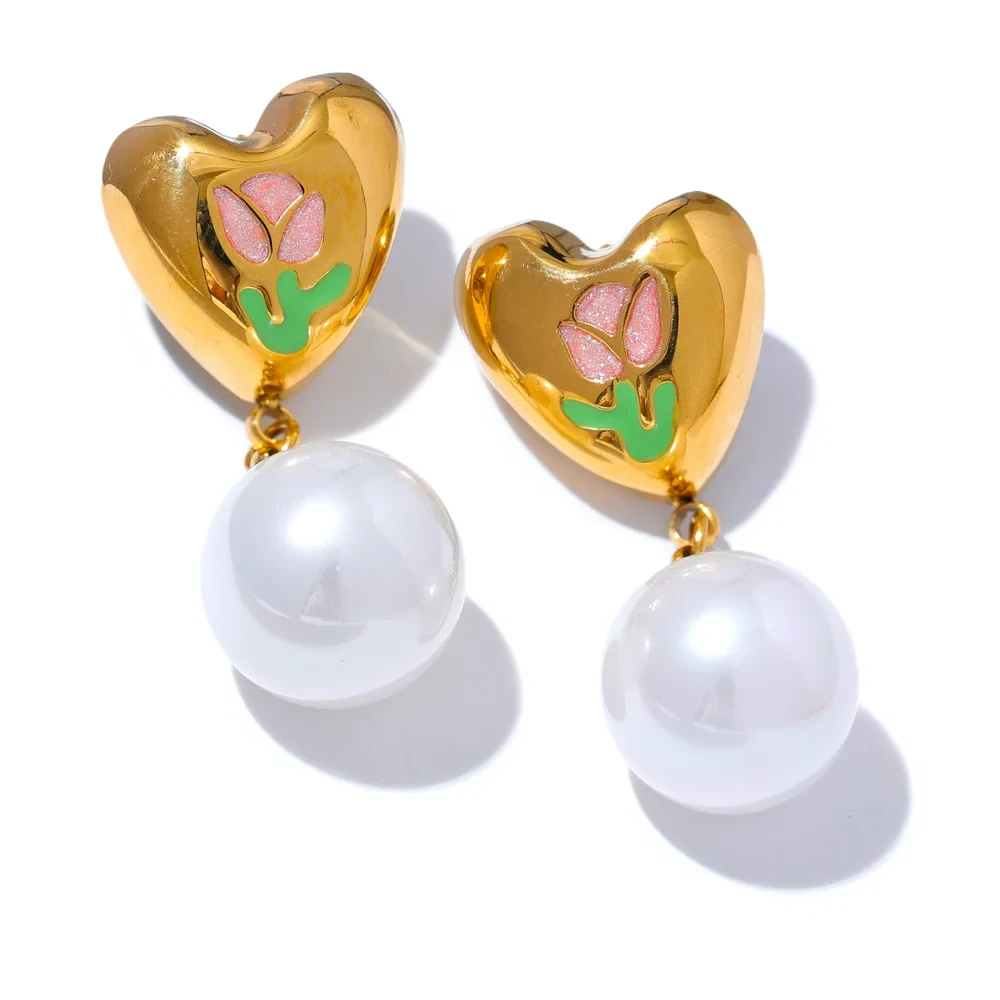 Pearl Love Heart Earrings