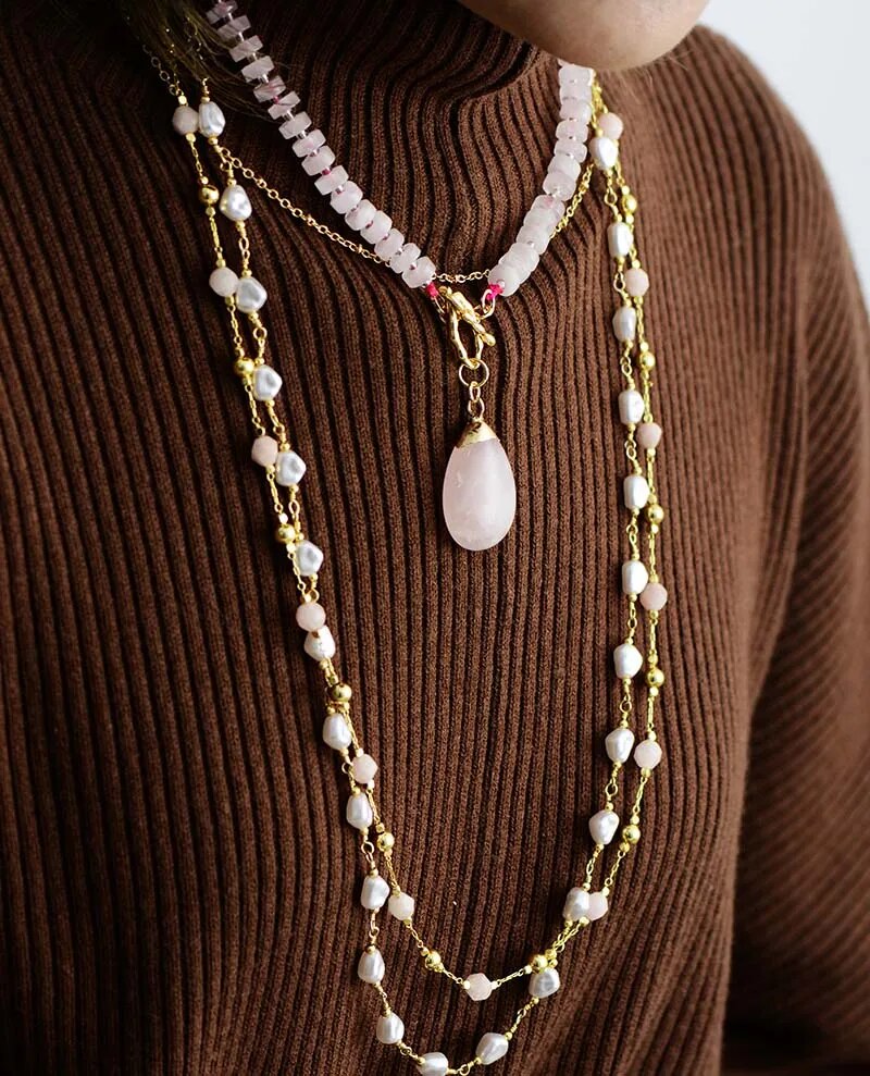 Rainbow Moonstone Necklace with Crystal Quartz Pendant – Kathy Bankston
