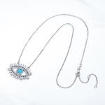 Evil Eye Silver Blue Crystal 925 Sterling Silver Necklace