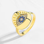Evil Eye 925 Sterling Silver Gold Plated Ring - Sutra Wear