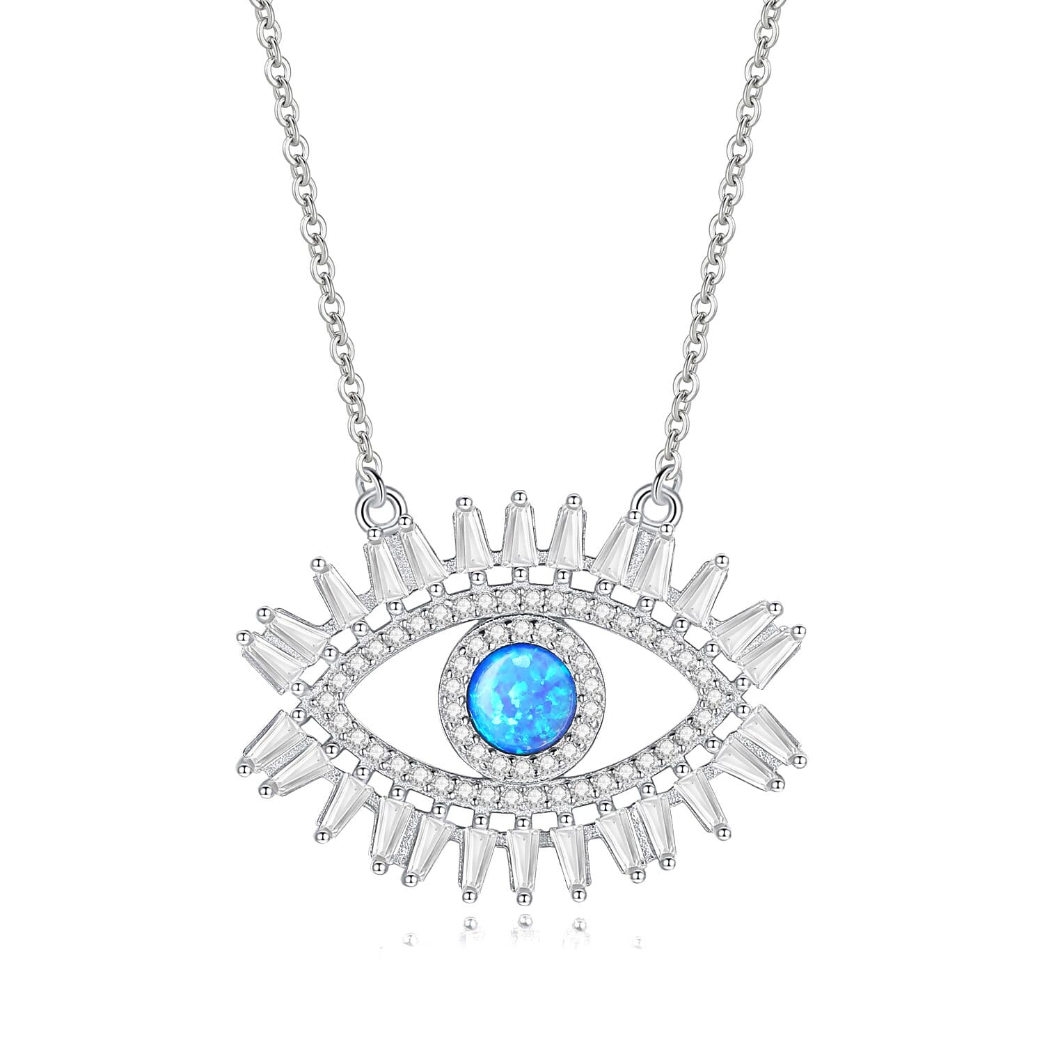 Evil Eye Silver Blue Crystal 925 Sterling Silver Necklace- Sutra Wear