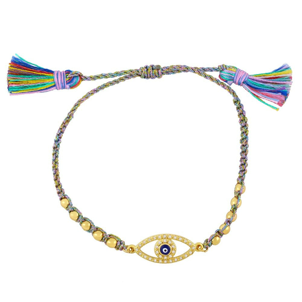 Evil Eye Rainbow Thread Bracelet