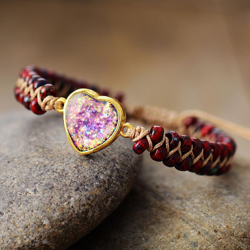 Hand-knotted semiprecious gemstone rainbow bead bracelet with gemstone –  Costa Blanca Designs