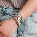 Opal Heart Wrap Bracelet