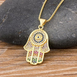 Multi Colored Hamsa Necklace - Sutra Wear