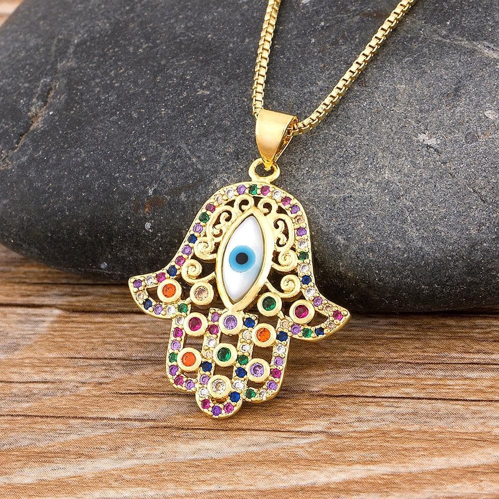 Turkish Evil Eye Hamsa Necklace- Sutra Wear
