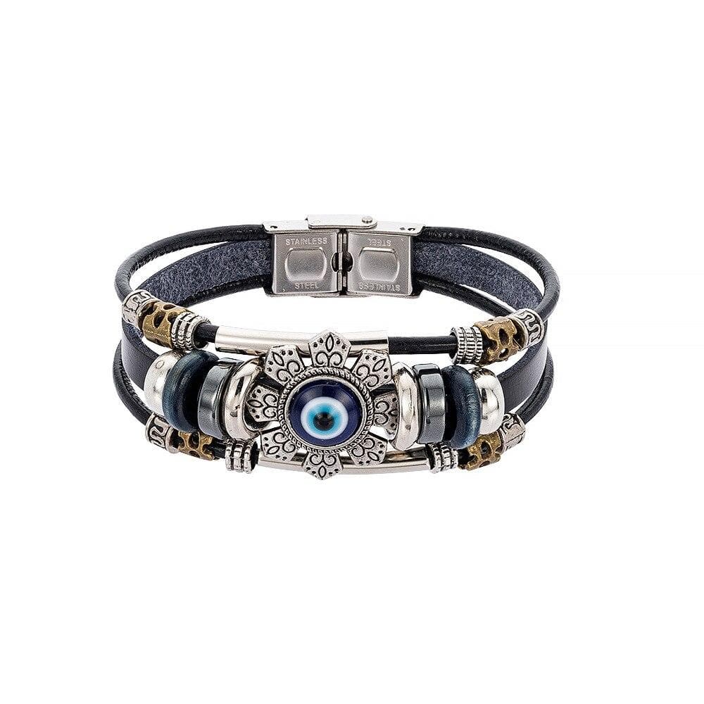 Evil Eye Mati Adjustable Light Blue Waxed Cord Bracelet – GREEK GIFT SHOP