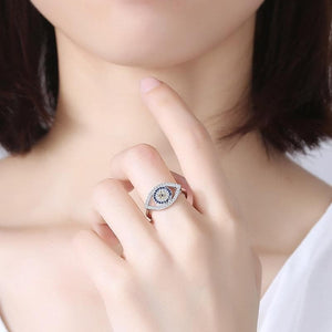 Evil Eye Zircon Stones 925 Sterling Silver Ring - Sutra Wear