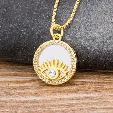 Round Zircon Eye Necklace- Sutra Wear