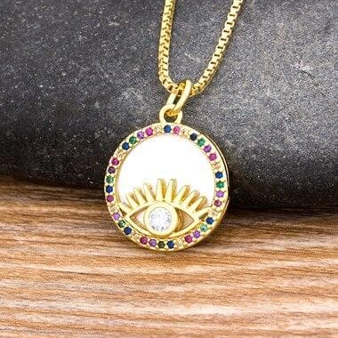 Round Zircon Eye Necklace- Sutra Wear