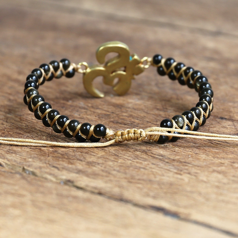 Adjustable Gold plated OM Bracelet – Marah's Mindful Metaphysics