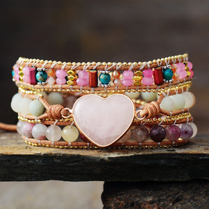 Rose Quartz Heart Charm Bracelet – Sutra Wear