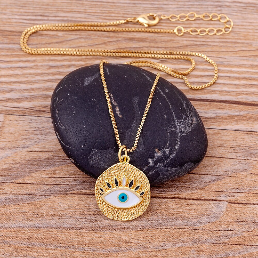 Evil Eye Necklace with Gold Color Pendant