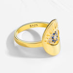 Evil Eye 925 Sterling Silver Gold Plated Ring - SUTRA WEAR