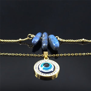 Evil Eye Multilayer Blue Natural Stone Necklace