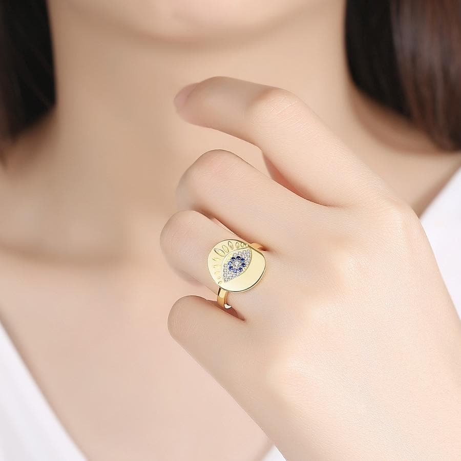 Evil Eye Chain Ring in Gold – Pineal Vision Jewelry