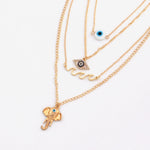 Multi-layer Elephant, Evil Eye and Waves Symbol Necklace | Sutrawear