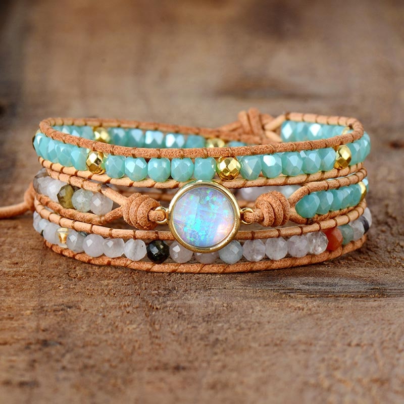 Opalite Bracelet with Beautiful Shiny Beads - Earth Inspired Gifts