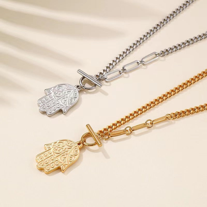 Hamsa Necklace and Hamsa Bracelet Set