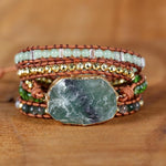 Green Quartz Crystal Charm Wrap Bracelet - Sutra Wear