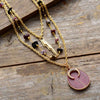 Onyx and Rhodonite Natural Stone Layered Necklace