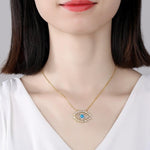 Evil Eye Gold Blue Crystal 925 Sterling Silver Necklace- Sutra Wear