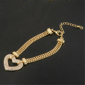 Heart Chunky Chain Necklace and Bracelet