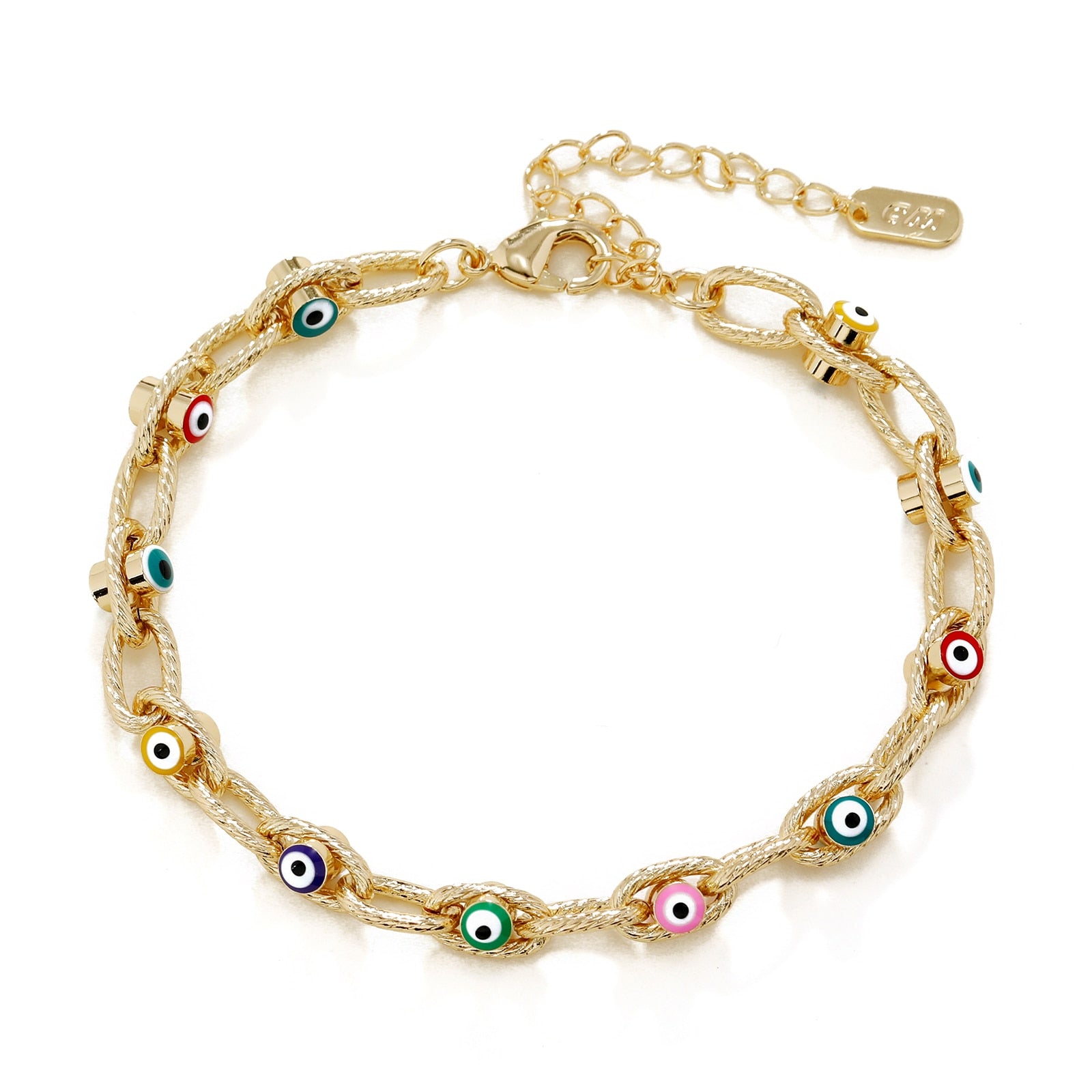 Evil Eye Multicolored Chunky Chain Bracelet