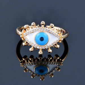 Evil Eye Gold Zircon Adjustable Rings