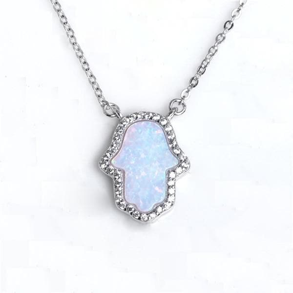 Hamsa Opal 925 Sterling Silver Necklace - Sutra Wear