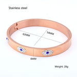 Stainless Steel Bangle Style Evil Eye Bracelet - Sutra Wear