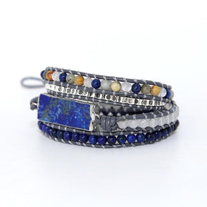 Lapis Lazuli Natural Stone Wrap Bracelet- Sutra Wear