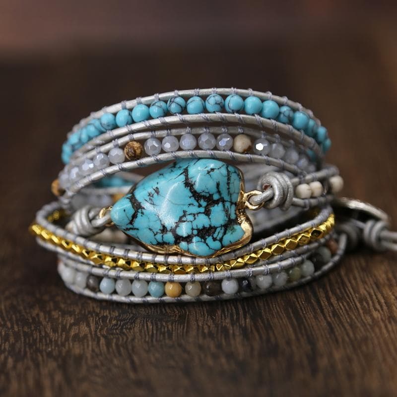 Turquoise Charm Wrap Bracelet - Sutra Wear
