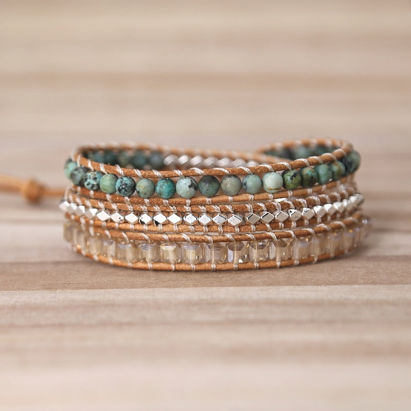 African Turquoise Wrap Bracelet